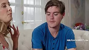 blonde wife sneaks sloppy tongue blowjob on cute young babysitter behind hubby's back