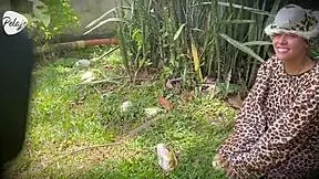 i crave licking her shaved colombian pussy outdoors in wild lesbian scissoring game