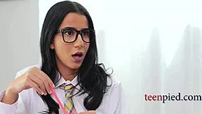 hey curvy geeky student can't get enough of that nerdy dick bent over doggystyle quickie in uniform