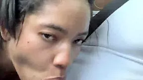 A stranger gives me a ride and I repay with sloppy deepthroat blowjob in his car outdoors