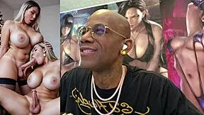 the seductive muse trans teen 18+ with tight body sucks hard trans cock till ebony babe cums white all over her petite frame