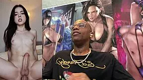 the seductive muse trans teen 18+ with tight body sucks hard trans cock till ebony babe cums white all over her petite frame