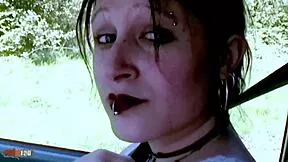 Gothic brunette hitchhiker Lou-Ann trades hardcore anal for her ride home