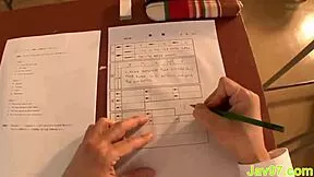 Japanese Babe Gives Voyeur Blowjob On Big Tits