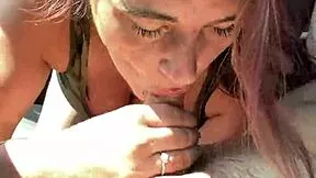 streetwalker loves sucking dick then takes bbbj cum in mouth!