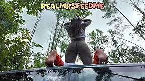 Squirting ebony curves finger wet pussy ass on rubicon top outdoors