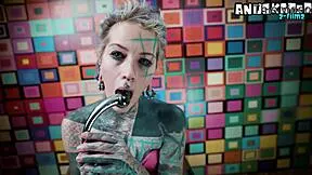 goth teen in pink corset anal dildo fucks deep squirts with wand 💦🔥