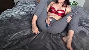 redhead housewife soaks leggings post-yoga from intense solo orgasm