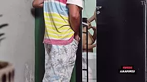 damn, this wild bathroom orgy with chubby brazilian wife, interracial double cock pounding and cum everywhere