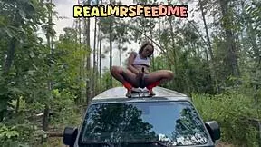 Squirting ebony curves finger wet pussy ass on rubicon top outdoors