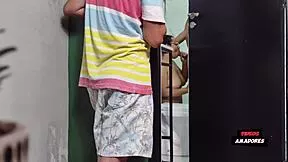 damn, this wild bathroom orgy with chubby brazilian wife, interracial double cock pounding and cum everywhere