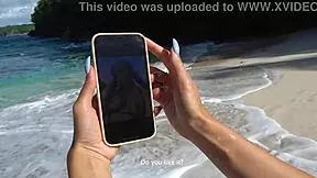 wanna see this hot brunette deepthroat my huge cock on the beach?