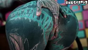 goth teen in pink corset anal dildo fucks deep squirts with wand 💦🔥