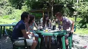 oh man, watching these two asian teen couples swap girlfriends for wild swinger orgy on holiday was insane