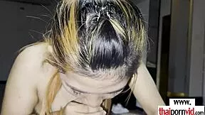 yo petite thai slut nam takes that big white cock deep down her throat then bends for doggystyle pounding