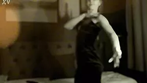 curvy blonde dances sexy in black white dress flashing tight PUSSY lips