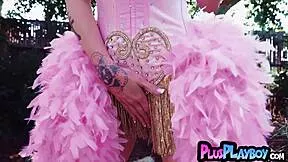 Big Ass Inked Babe Shia Snow Poses Strips Lingerie Outdoor Snow