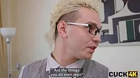 cuck4k desperate husband watches sexy brunette funky town take ROUGH COCK deep