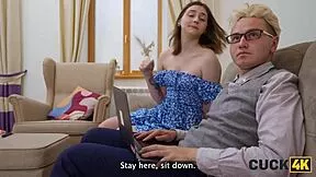 cuck4k desperate husband watches sexy brunette funky town take ROUGH COCK deep