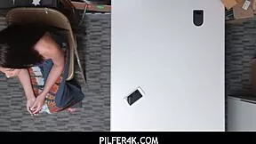 avi love's tiny tits bounce as security guard assfucks caught teen latina thief