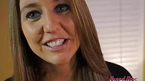 fiery redhead blue eyes autum gives sloppy deepthroat blowjob to brunette lesbian cunilingus