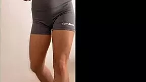young amateur fitness girl mvivien stretches in tight leggings and panties during workout 🏋️‍♀️😍👟