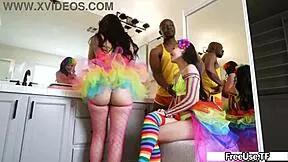 kimmy kim and aubree valentine ride black cocks cowgirl deepthroat choking in freeuse 3some