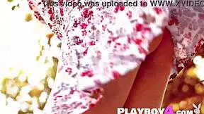 Petite Blonde Babe Rips Clothes for Outdoor Pussy Tease Posing