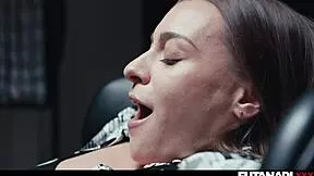 Sexy transgender freezes time then facefucks moaning blonde teen deeply