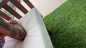 oh man public balcony with petite teen stepsis charlotte mae feels sooo risky, bending her over doggystyle creampie pov...