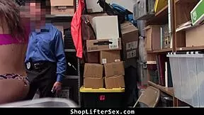 LP Officer Rips Clothes Off Latina Shoplifter For Backroom Doggystyle Pounding