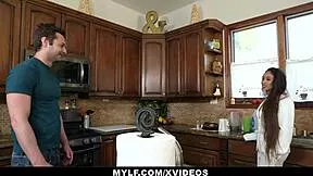 my sexy colombian mother-in-law in bikini rewards my hard work with kitchen pussy pounding