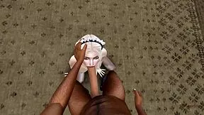 Married old man bends busty maid over for creampie doggystyle fuck