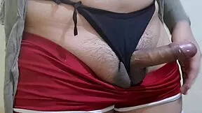 cute mexican shemale slaps hairy armpits while titjobbing dildo in solo fetish masturbation