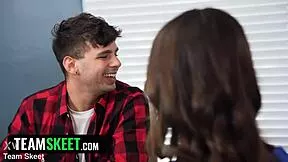 Will lingerie milf's threesome seduce her young boyfriend into tight pussy play?