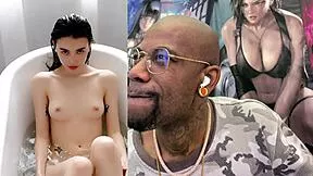 tight ebony teen bathes licks shaved pussy oozes creampie into gooner mouth