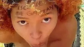 Risky beach blowjob, you love when I blast cum all over that pretty Latina face?