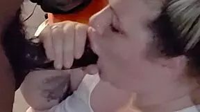 bam's marvelous deep throat slurps big black cock sloppy on stairs with ball licking
