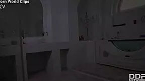 sexy blonde blows and fucks flexible in stockings to cheer hubby