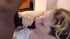 bam's marvelous deep throat slurps big black cock sloppy on stairs with ball licking