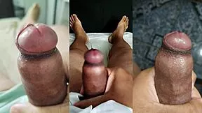 he jerks his small foreskin cock while girlfriend masturbates her wet pussy in compilation part 3