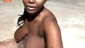 Outdoor ebony babe big tits ass fingering dildo masturbation orgasm curvy girlfriend
