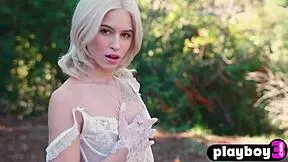 Tiny blonde teen strips lingerie garden posing bubble butt small tits sexy model