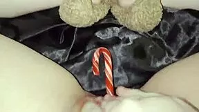 Stepsister loses virginity to my huge cock on Christmas candy fetish