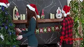 Step Aunt and Step Sis Share Steamy Christmas Taboo Fantasy Party