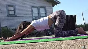 Sexy Filipina student stretches yoga pants in public fetish workout