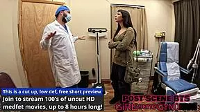 selena sativas spreads wide for her first intense gyno exam close up