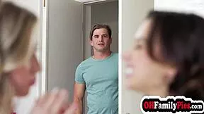 HORNY LESBIAN FRIENDS ARIA VALENCIA AND HALEY REED SHARE STEPBRO COCK