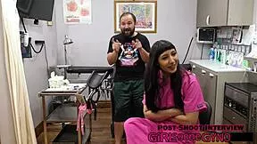 selena sativas spreads wide for her first intense gyno exam close up