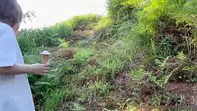 Fed this young nympho ice cream then her tight pussy outdoor cowgirl riding with sloppy deepthroat and cum on tits facial.